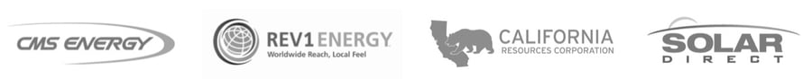CMS Energy, Rev1Energy, California Resources Corporation, and Solar Direct logos